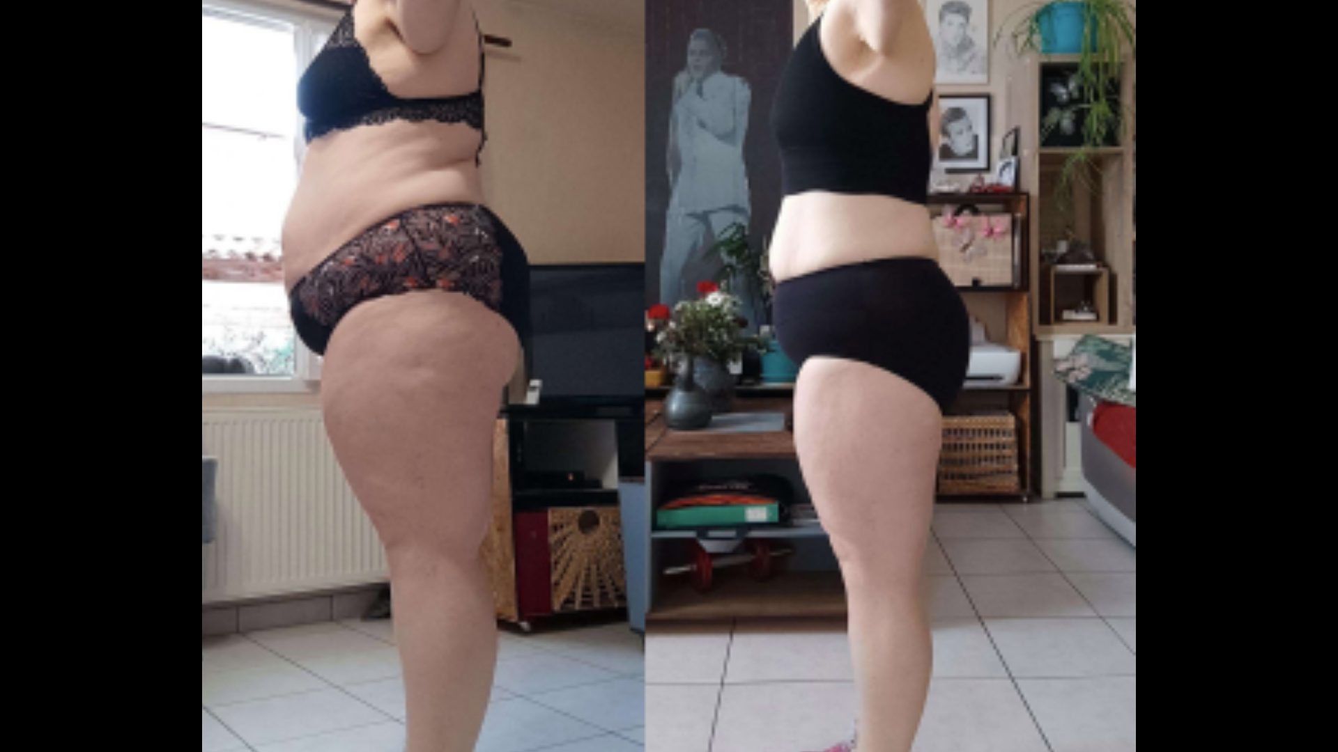 Laetitia de profil, avant et après son parcours